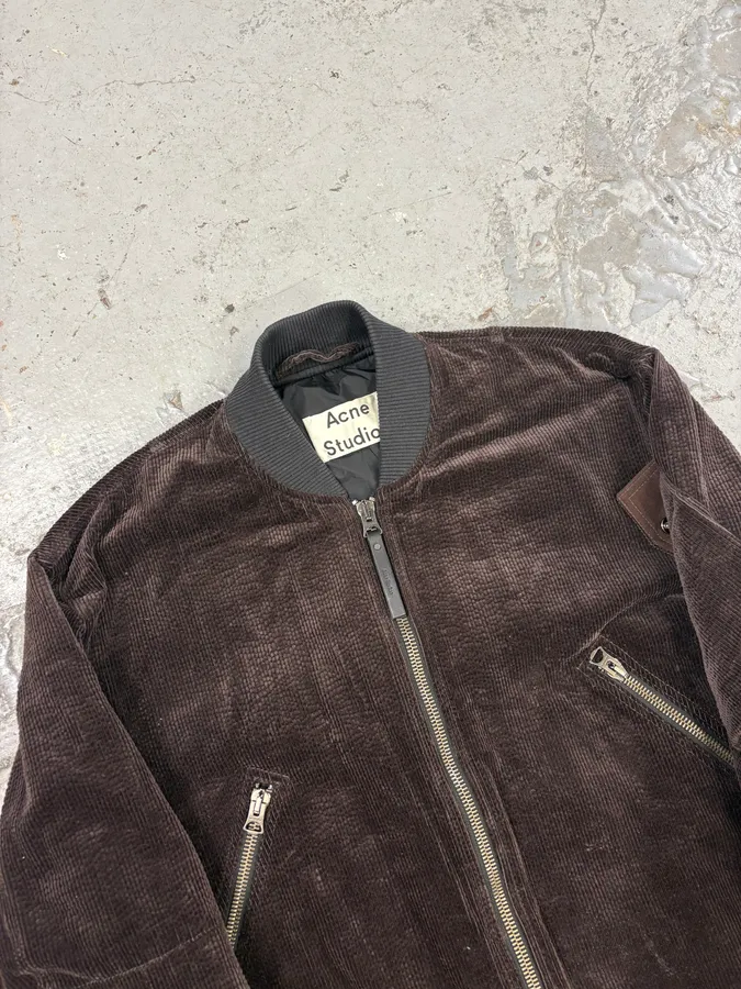 Acne Studios Brown Bomber Velvet Jacket - Image 5
