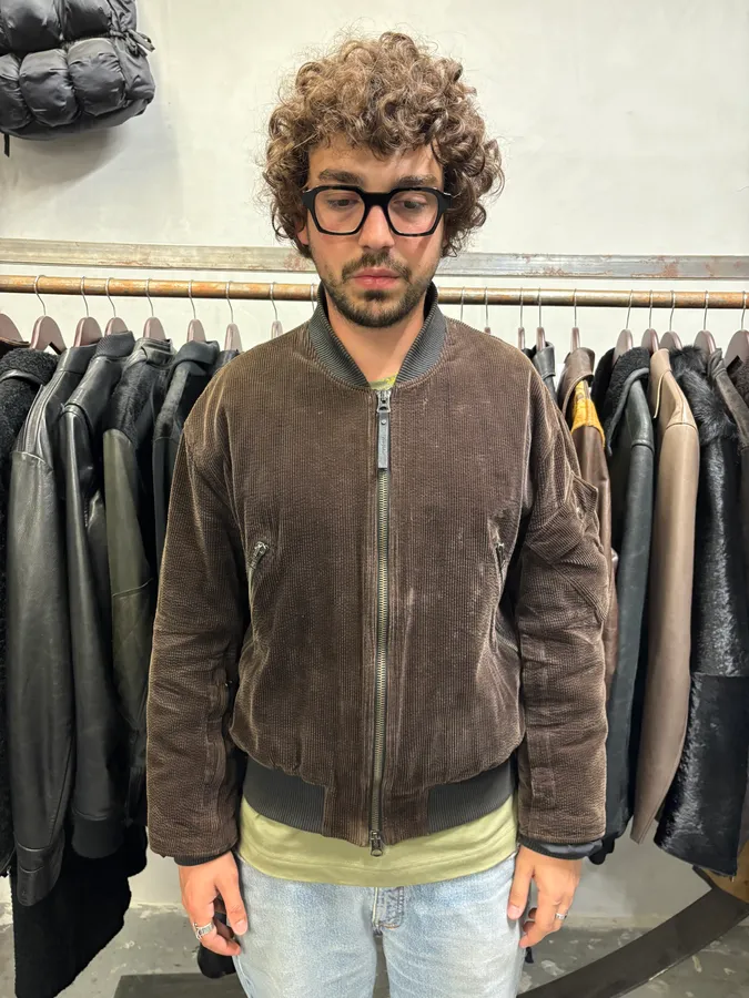 Acne Studios Brown Velvet Bomber Jacket - Image 2