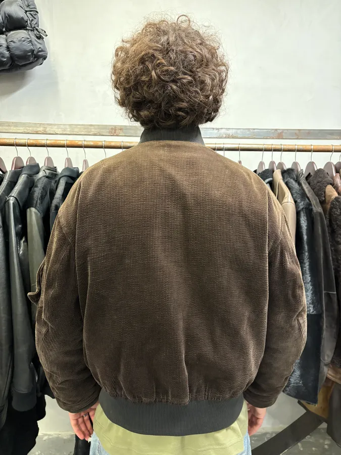 Acne Studios Brown Velvet Bomber Jacket - Image 3
