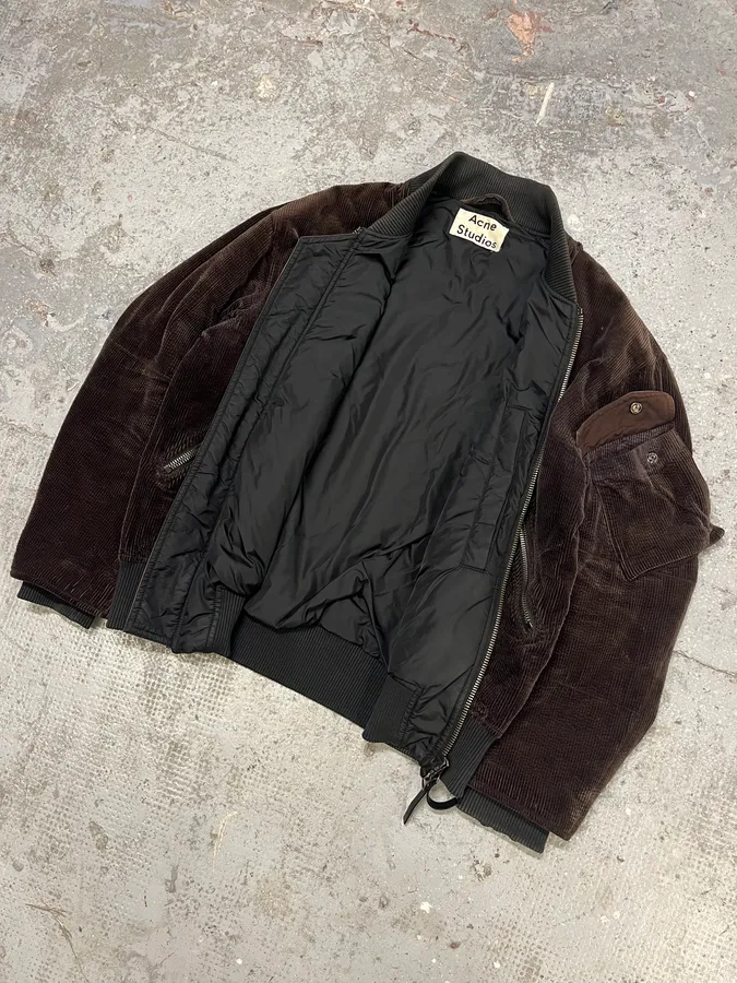 Acne Studios Brown Velvet Bomber Jacket - Image 5