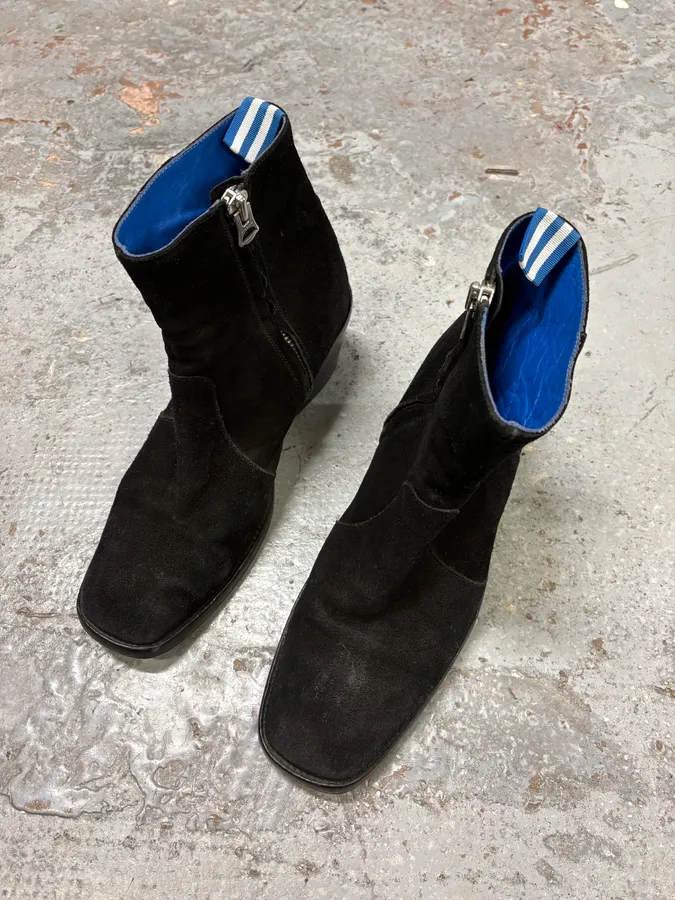 Acne Studios Cuban Black Suede Leather Boots - Image 3