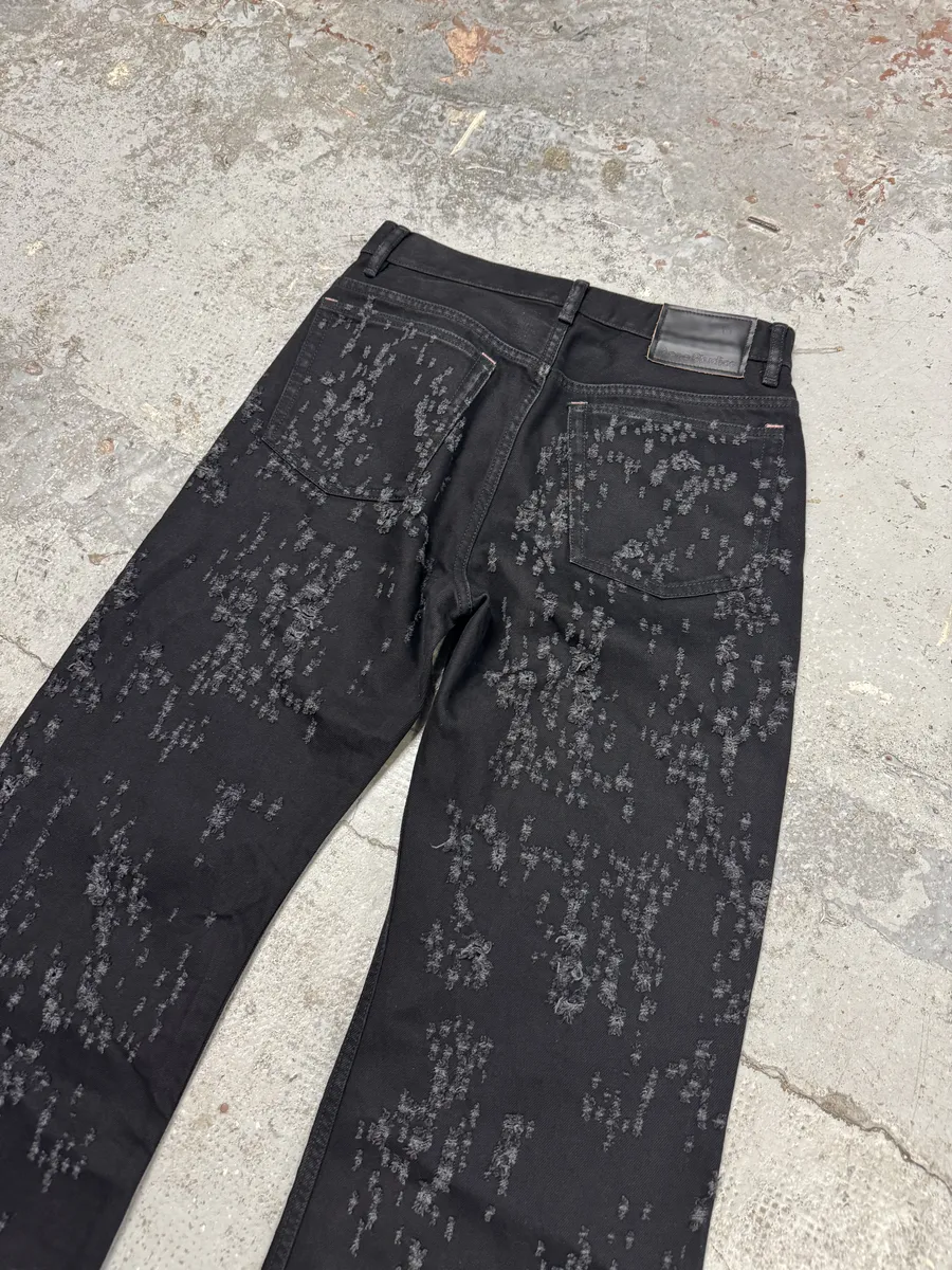 Acne Studios Distressed Holes Black Jeans - Image 8