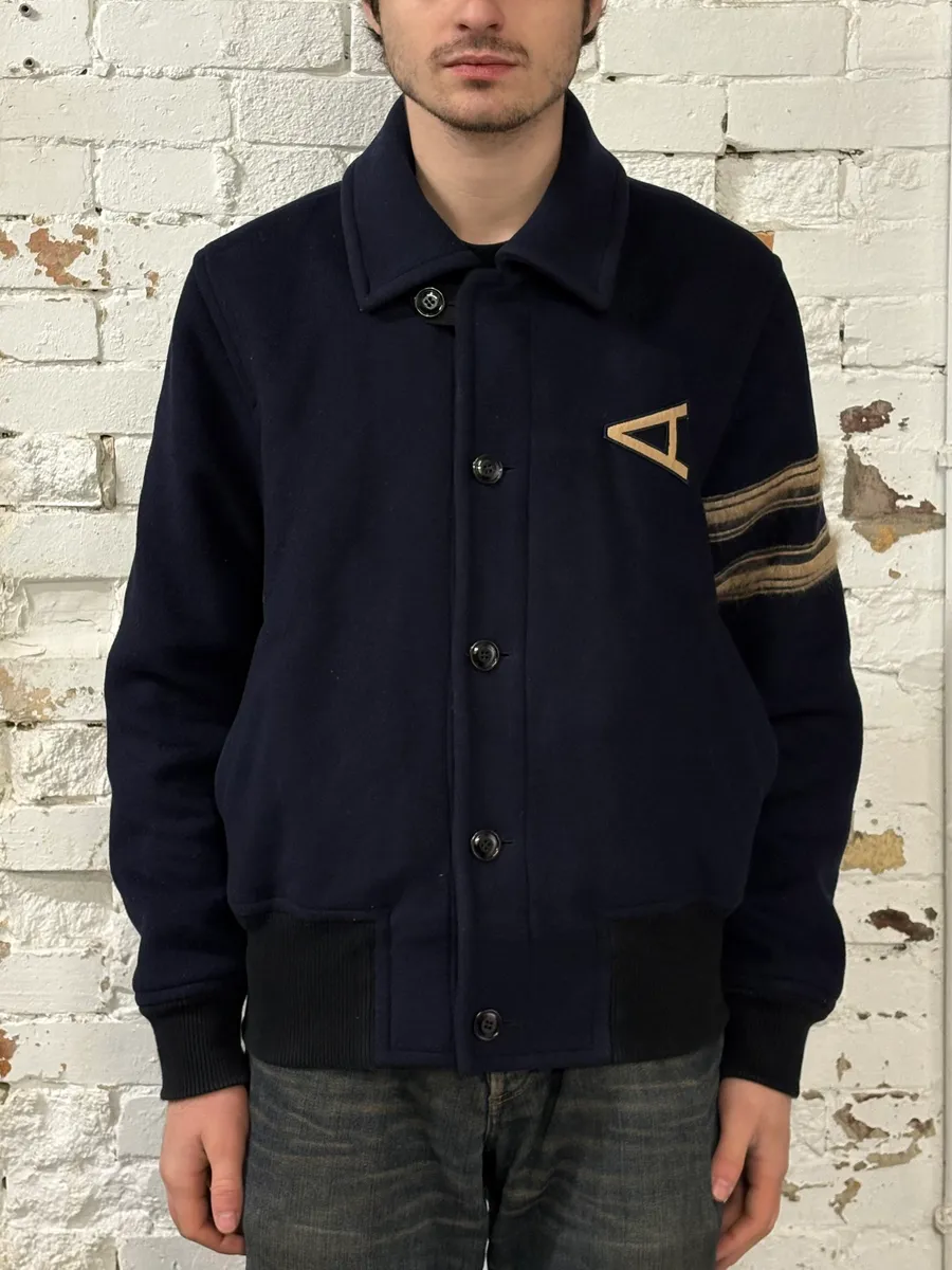 Acne Studios Navy Shell Wool Bomber Jacket - Image 2