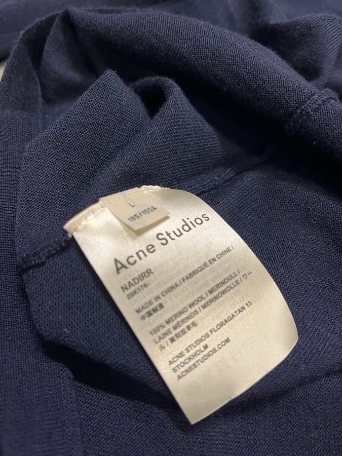 Acne Studios Navy Wool Polo Sweater - Image 9