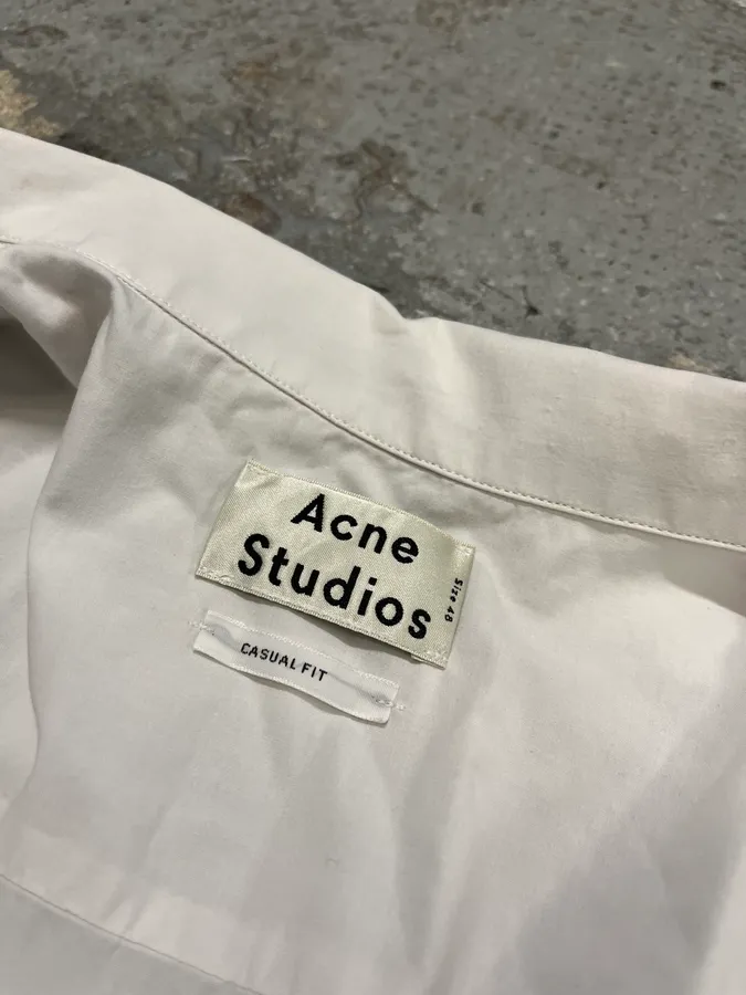 Acne Studios White & Navy Striped Shirt - Image 9