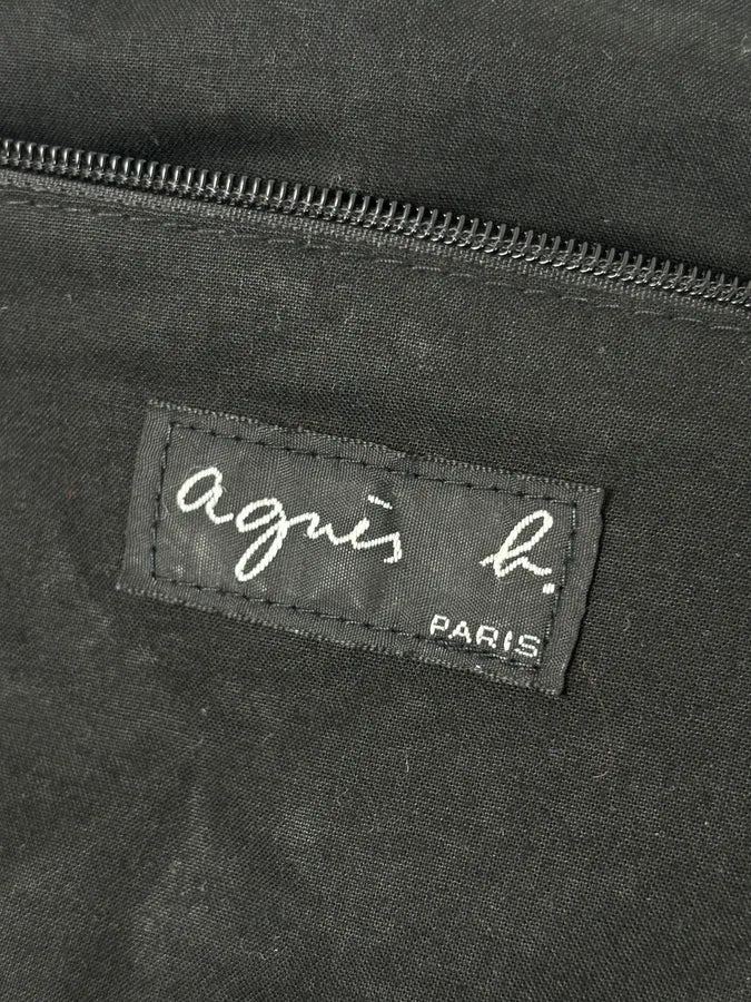 Agnes b Black Canvas Leather Strap Messenger Bag - Image 12