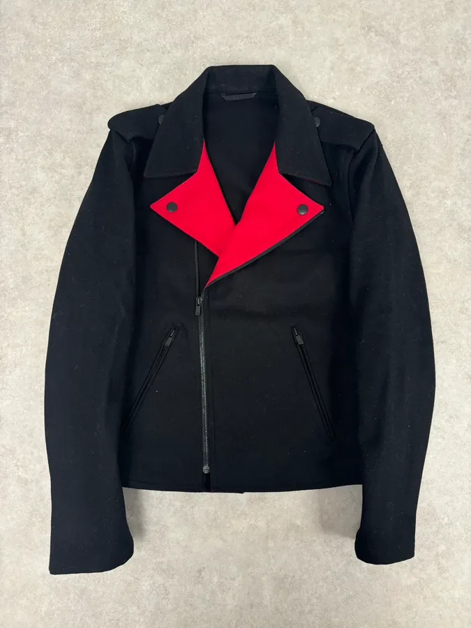 Agnes b Black Wool Contrast Collar Perfecto Jacket