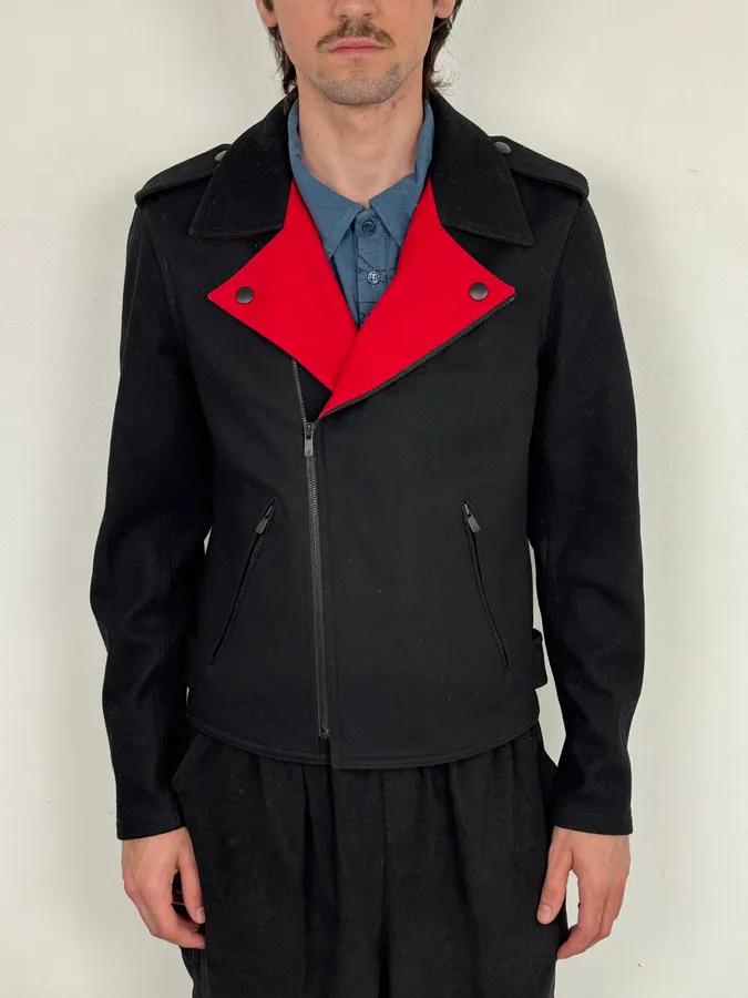Agnes b Black Wool Contrast Collar Perfecto Jacket - Image 2