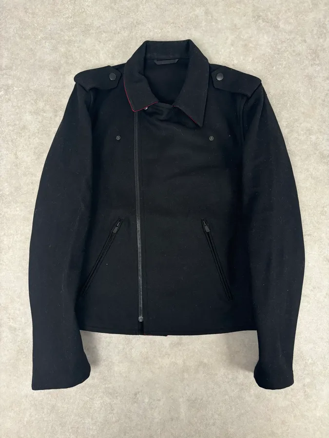 Agnes b Black Wool Contrast Collar Perfecto Jacket - Image 4