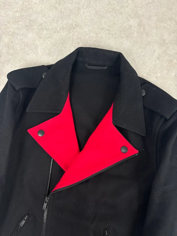Agnes b Black Wool Contrast Collar Perfecto Jacket - Image 6