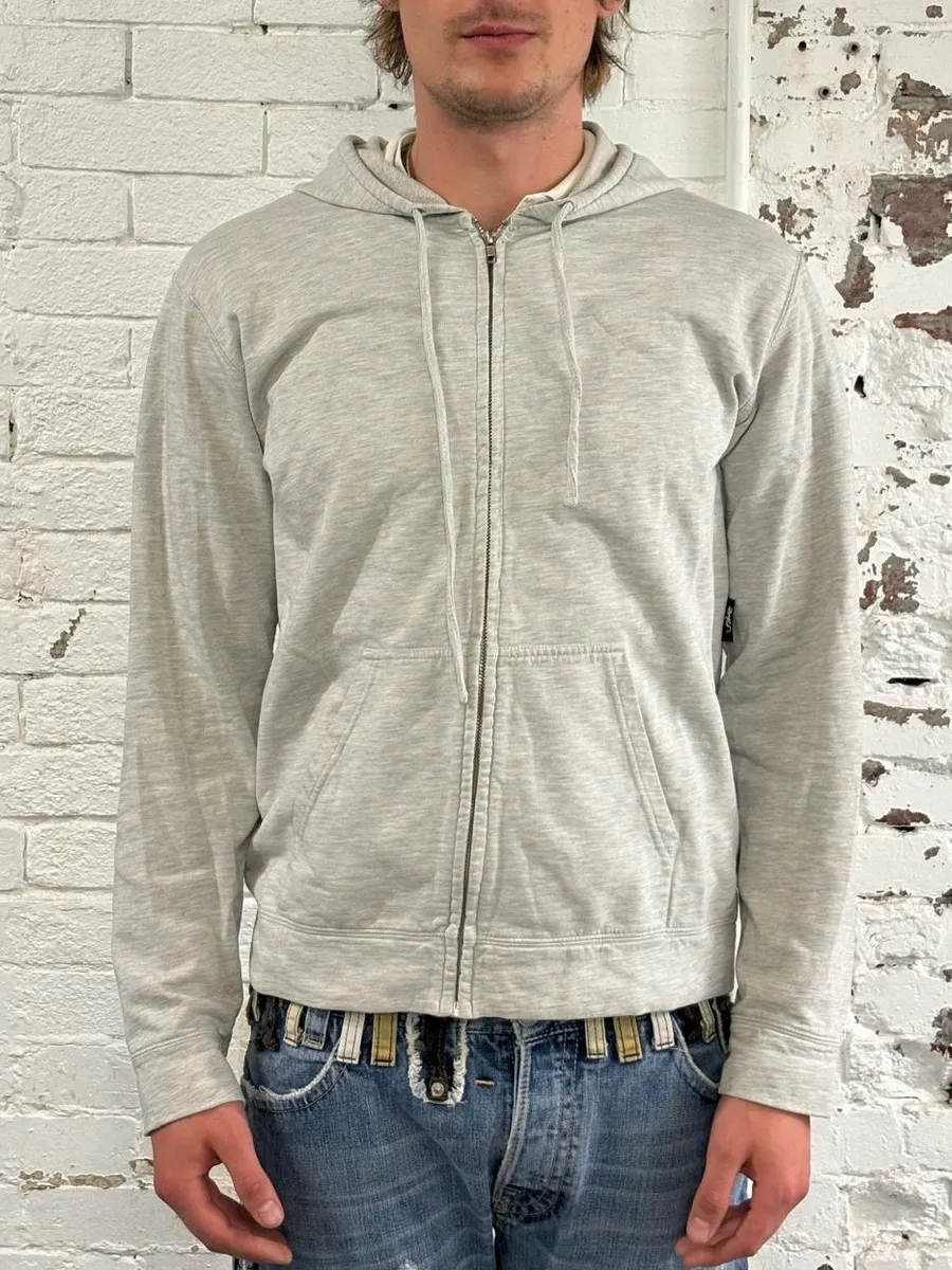 Agnès B Grey Minimalist Zip-Up Hoodie - Image 2