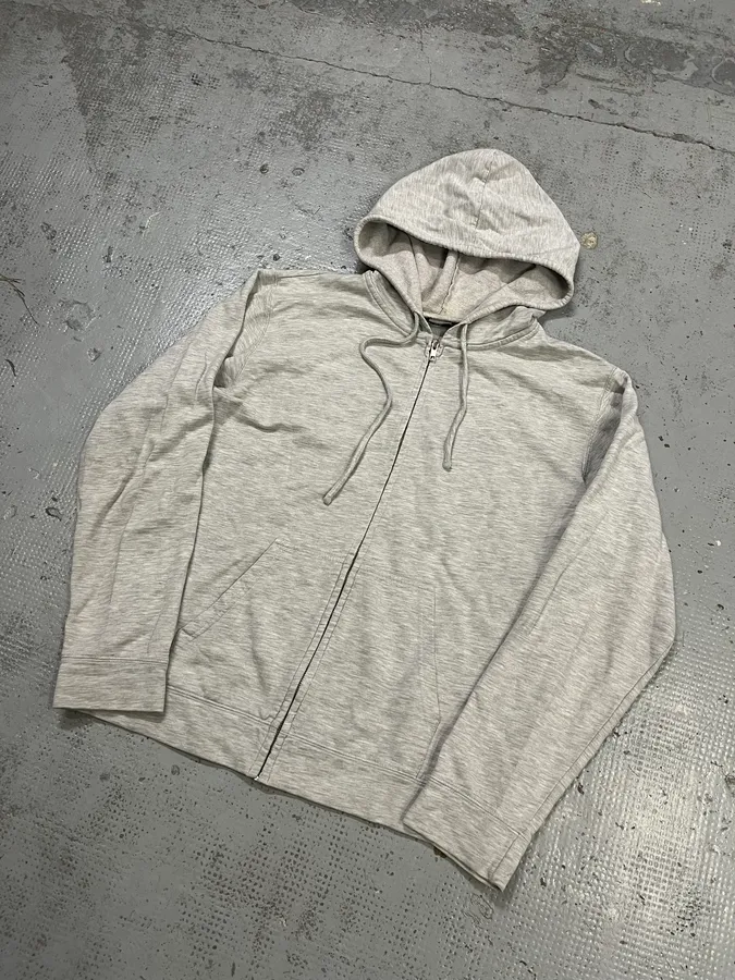 Agnès B Grey Minimalist Zip-Up Hoodie - Image 4