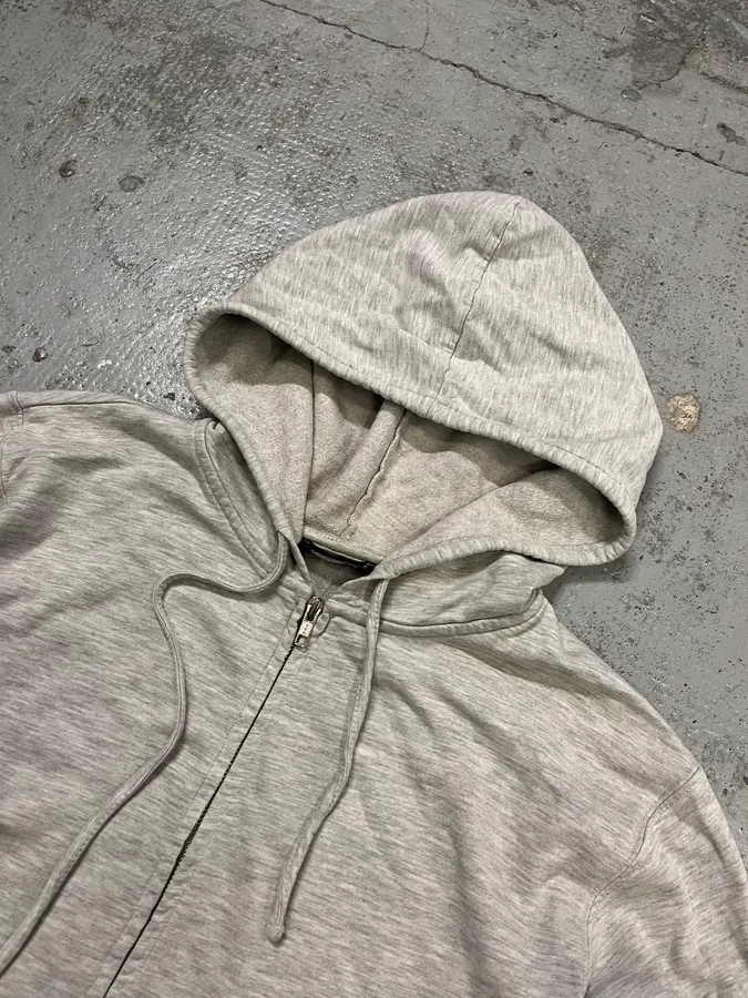 Agnès B Grey Minimalist Zip-Up Hoodie - Image 5