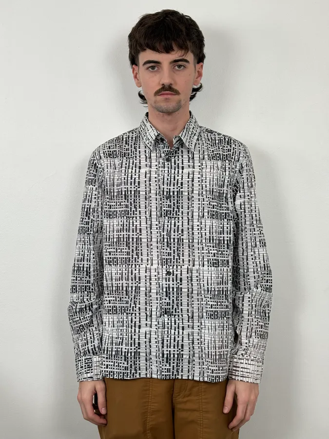 Agnès B Trompe L’oeil Script Abstract Black & White Shirt - Image 2