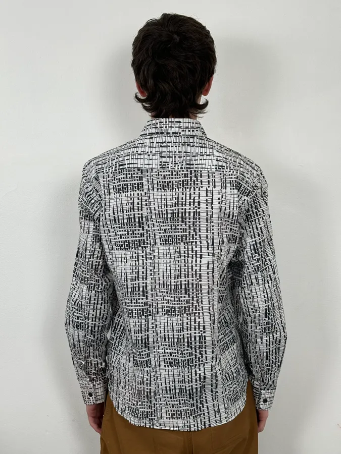 Agnès B Trompe L’oeil Script Abstract Black & White Shirt - Image 3