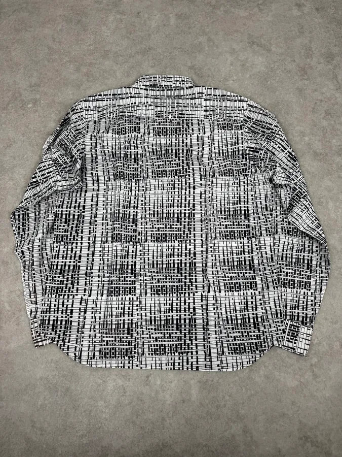 Agnès B Trompe L’oeil Script Abstract Black & White Shirt - Image 4