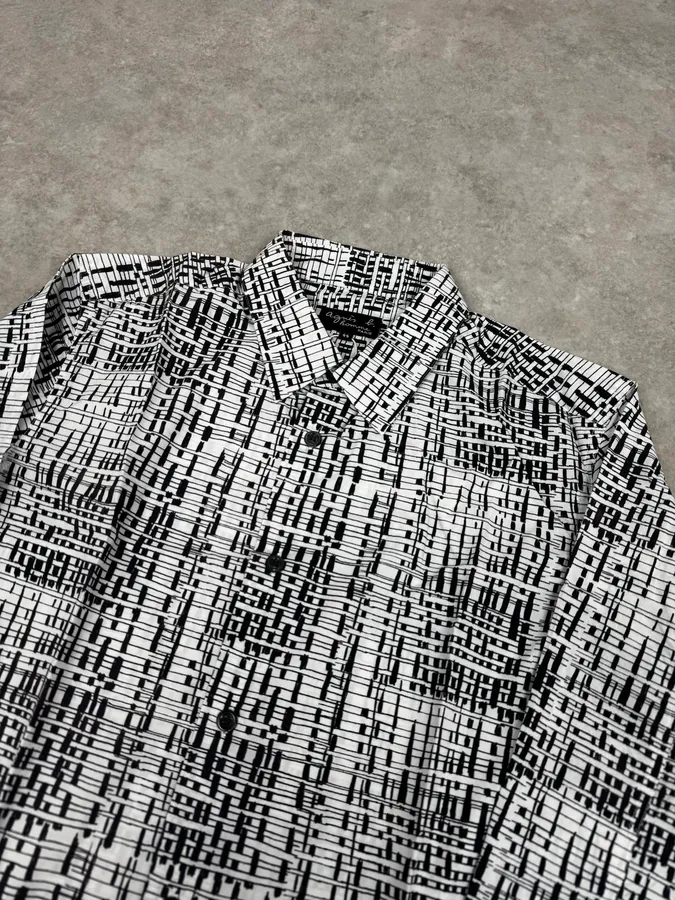 Agnès B Trompe L’oeil Script Abstract Black & White Shirt - Image 5