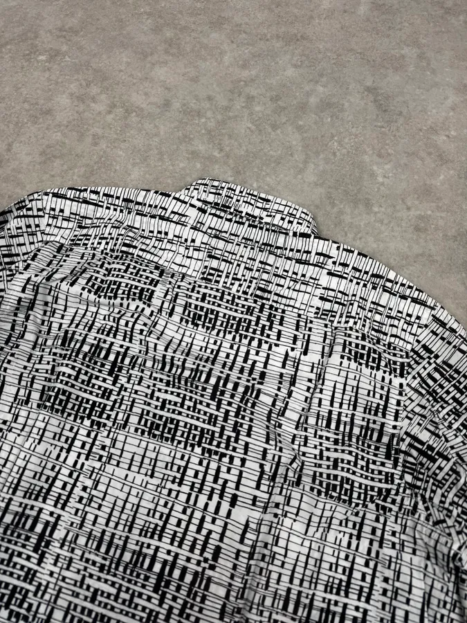Agnès B Trompe L’oeil Script Abstract Black & White Shirt - Image 6