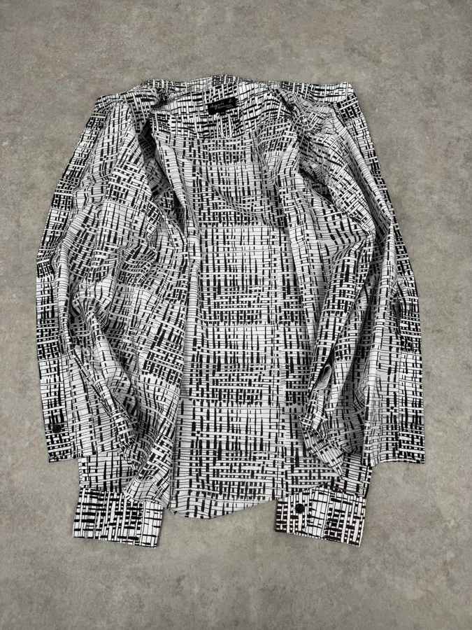 Agnès B Trompe L’oeil Script Abstract Black & White Shirt - Image 7