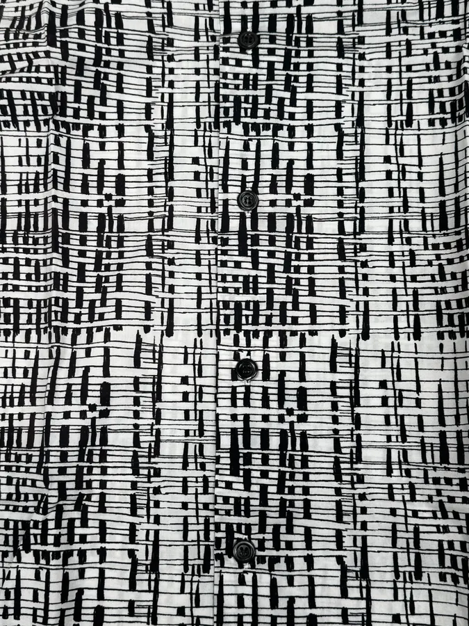 Agnès B Trompe L’oeil Script Abstract Black & White Shirt - Image 8