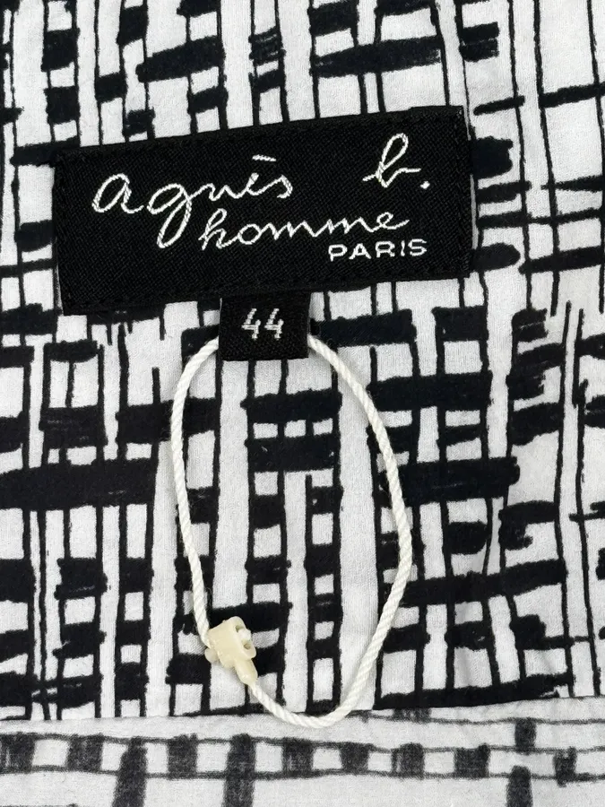 Agnès B Trompe L’oeil Script Abstract Black & White Shirt - Image 9