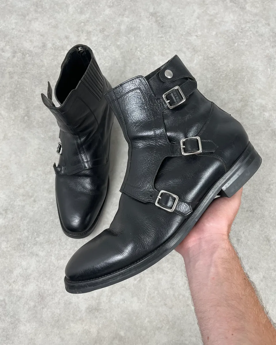 Alexander McQueen Black Leather Multi-Strap Boots