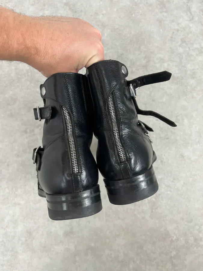 Alexander McQueen Black Leather Multi-Strap Boots - Image 5