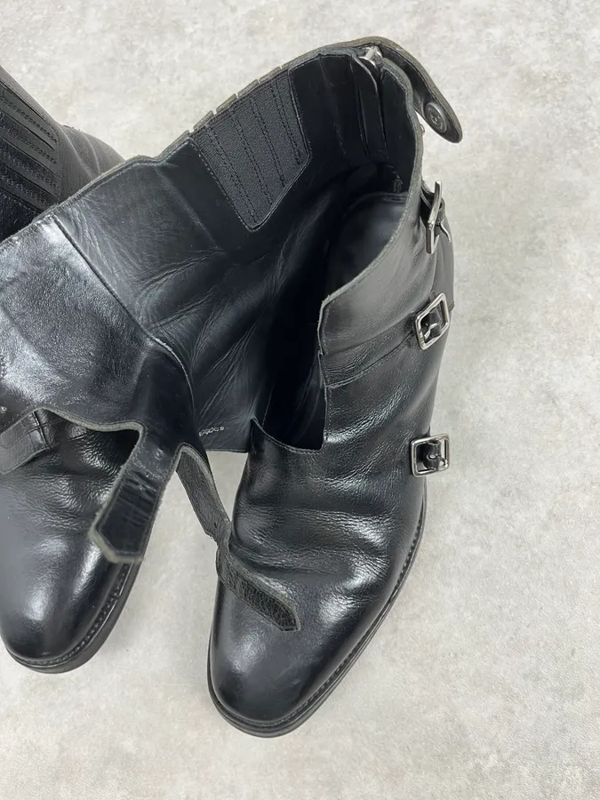 Alexander McQueen Black Leather Multi-Strap Boots - Image 7
