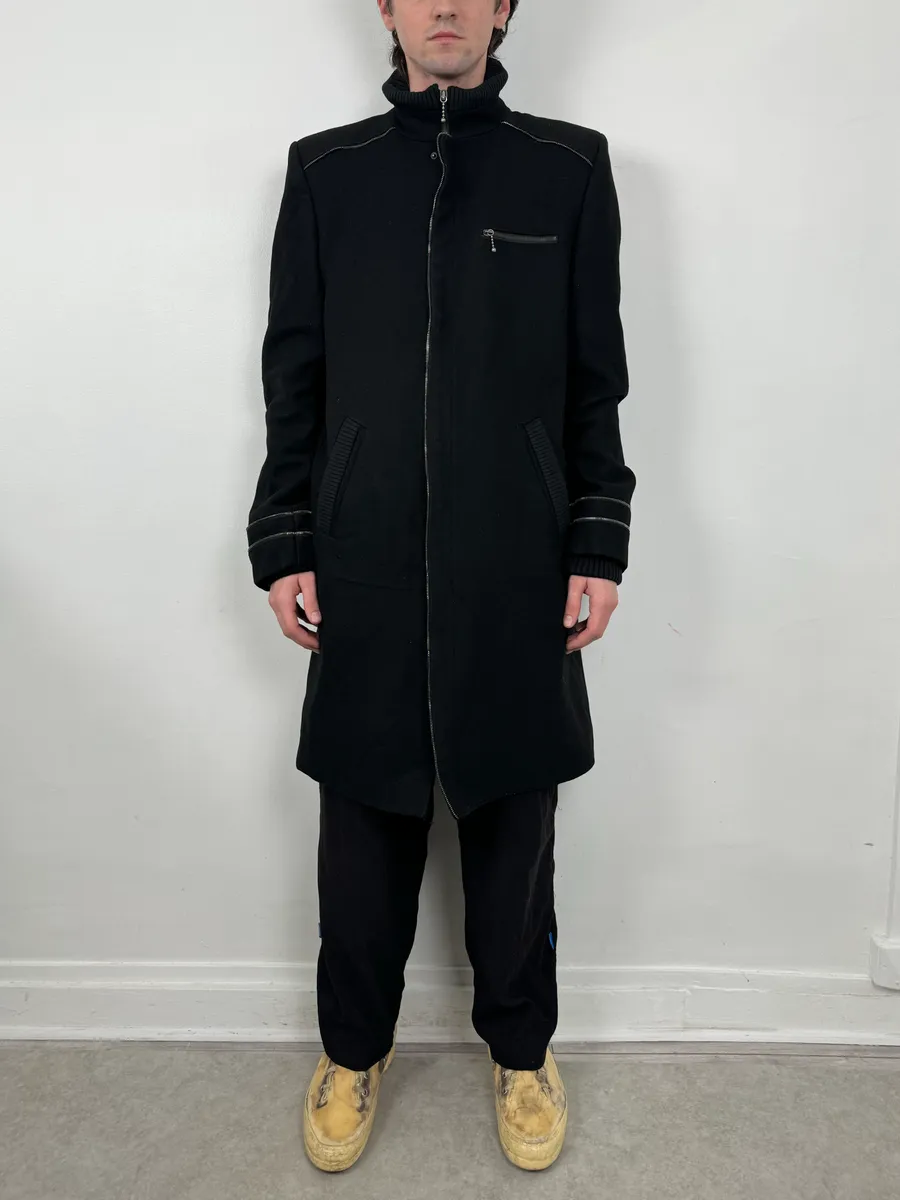 Alexander McQueen Black Long Wool Multi Zips Jacket - Image 2