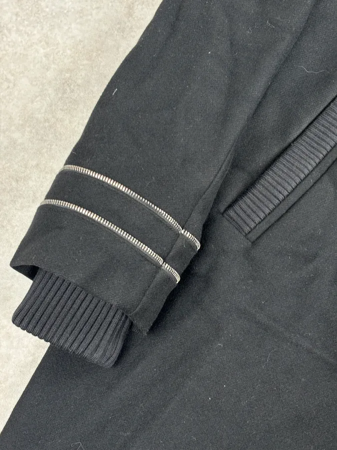 Alexander McQueen Black Long Wool Multi Zips Jacket - Image 9