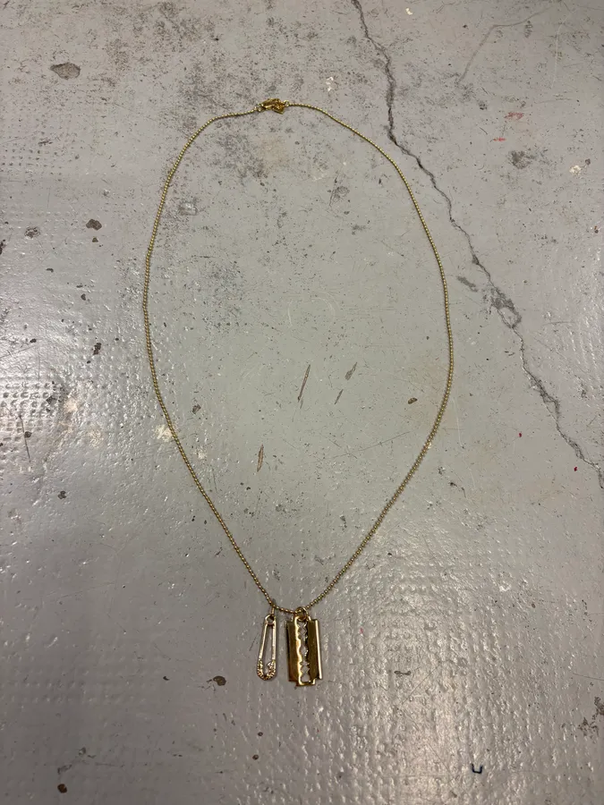 Alexander McQueen Razor Blade Pin Golden Necklace - Image 2