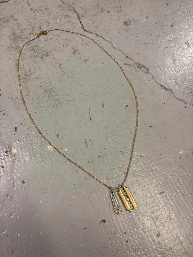 Alexander McQueen Razor Blade Pin Golden Necklace - Image 3