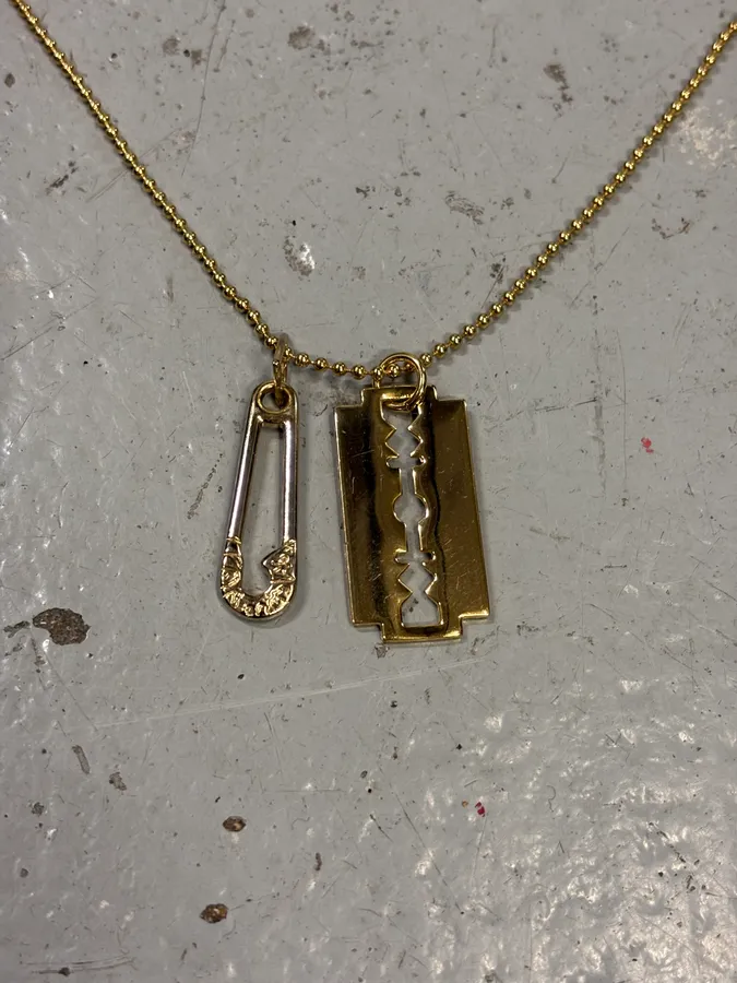 Alexander McQueen Razor Blade Pin Golden Necklace - Image 4