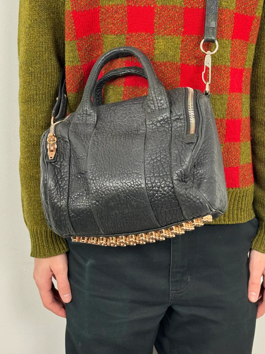 Alexander Wang Black Studded Grained Leather Shoulder Bag - Image 3