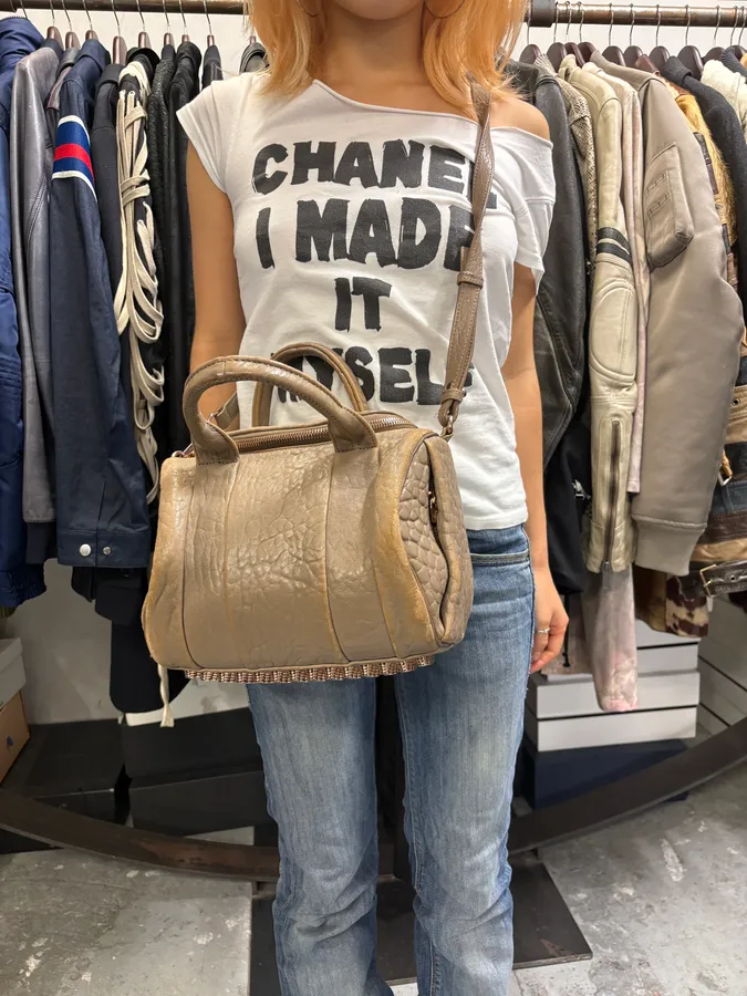 Alexander Wang Eroded Beige & Grey Leather Studded Handle Bag - Image 2
