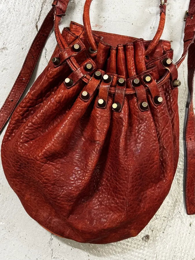 Alexander Wang Red Leather Studded Bucket Bag - Image 9