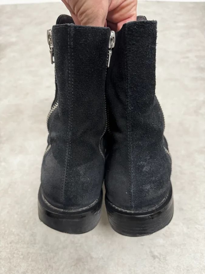 Amiri Black Eroded Suede Leather Zipper Boots - Image 5