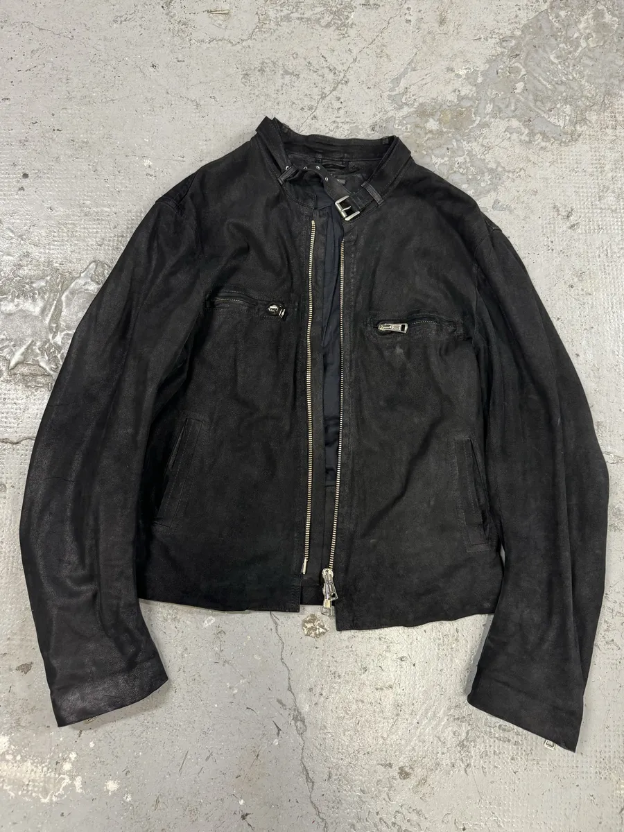 Ann Demeulemeester Black Cracked Biker Leather Jacket - Image 4
