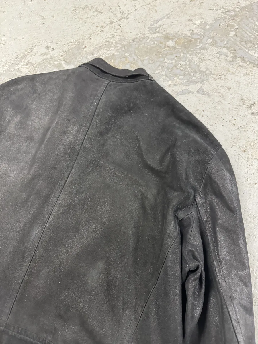 Ann Demeulemeester Black Cracked Biker Leather Jacket - Image 6