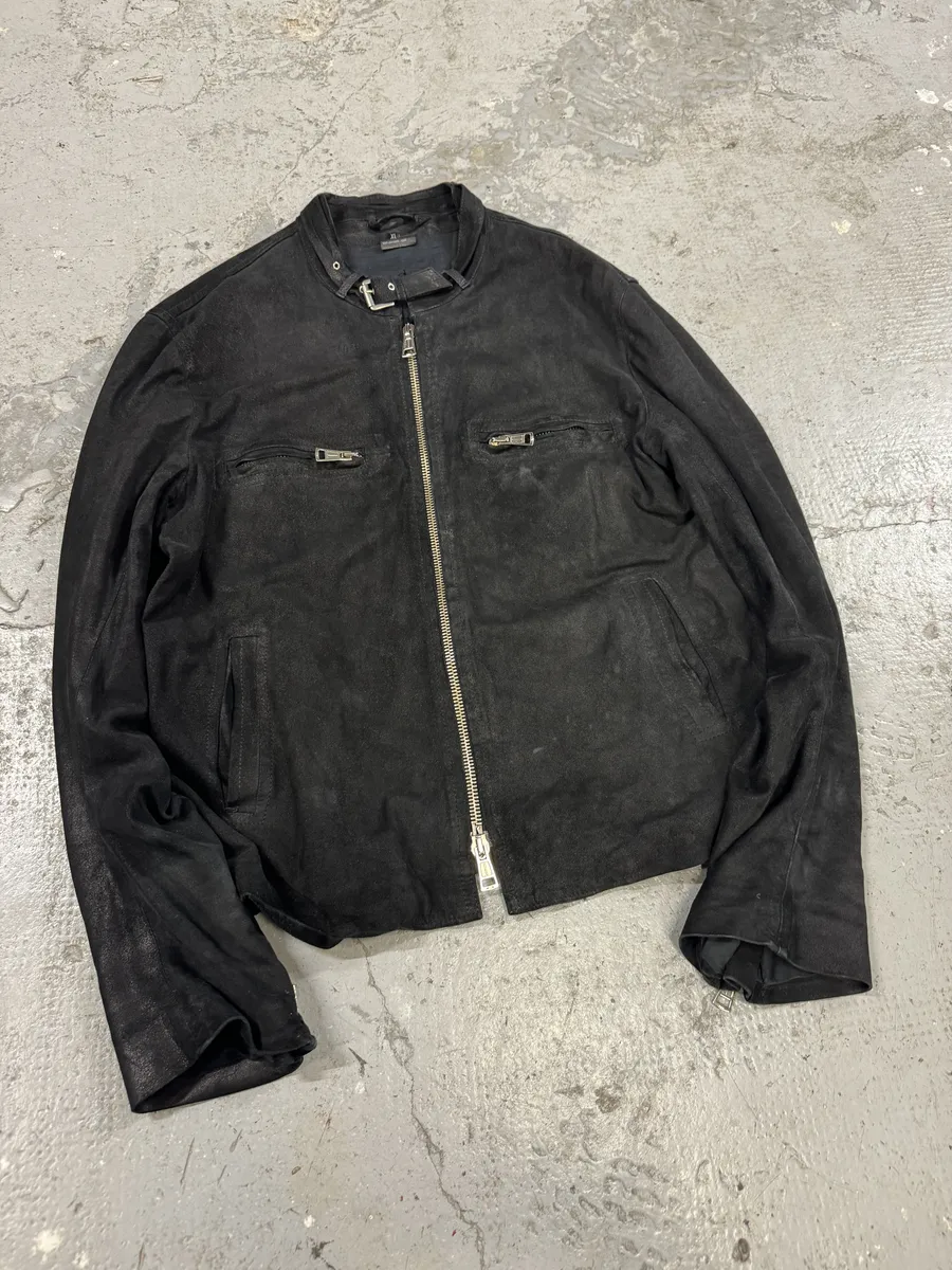 Ann Demeulemeester Black Cracked Biker Leather Jacket - Image 7