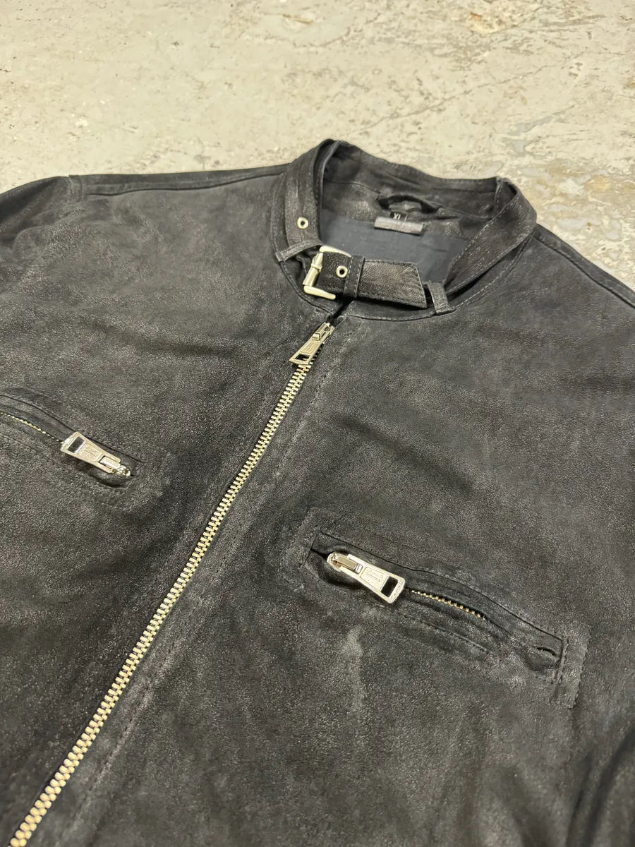 Ann Demeulemeester Black Cracked Biker Leather Jacket - Image 9