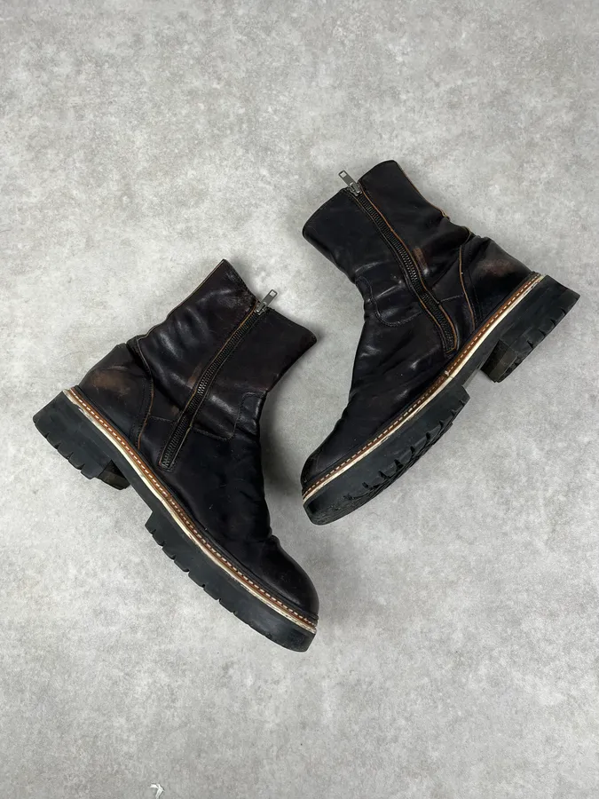 Ann Demeulemeester Black Leather Ankle Boots - Image 5