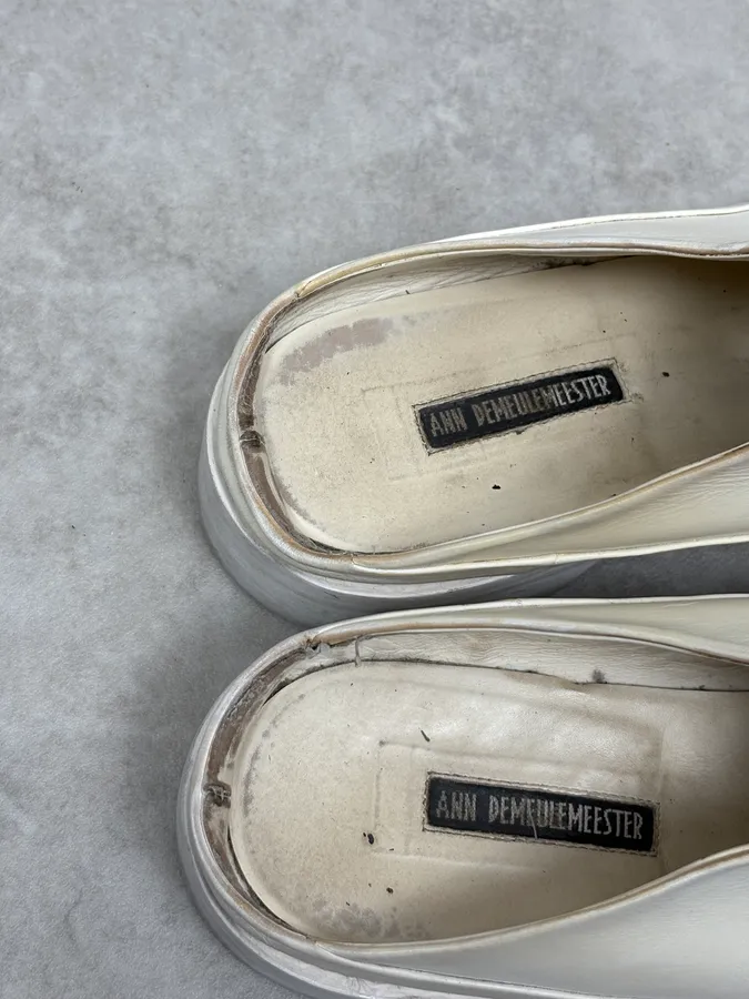 Ann Demeulemeester White Leather Mules - Image 6