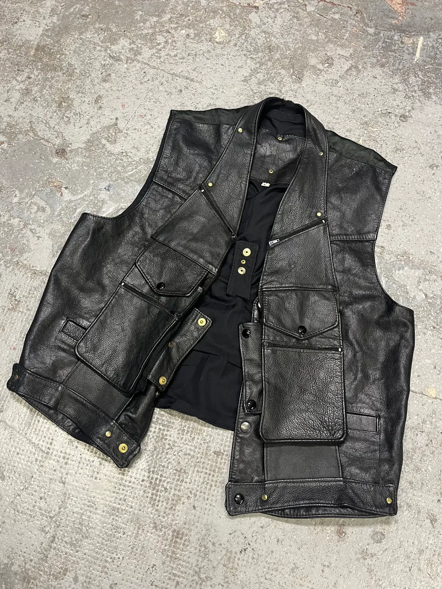 Archive Black Leather Avant-Garde Vest - Image 2