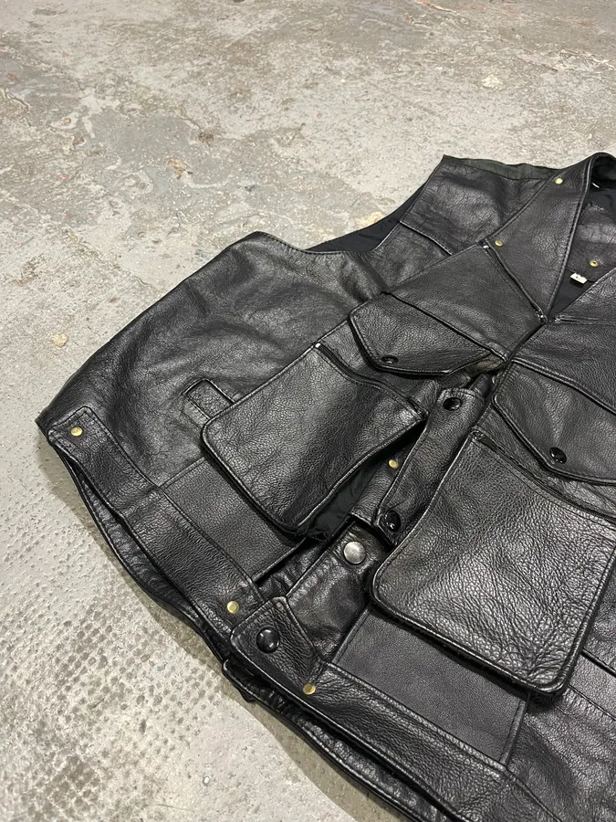 Archive Black Leather Avant-Garde Vest - Image 8