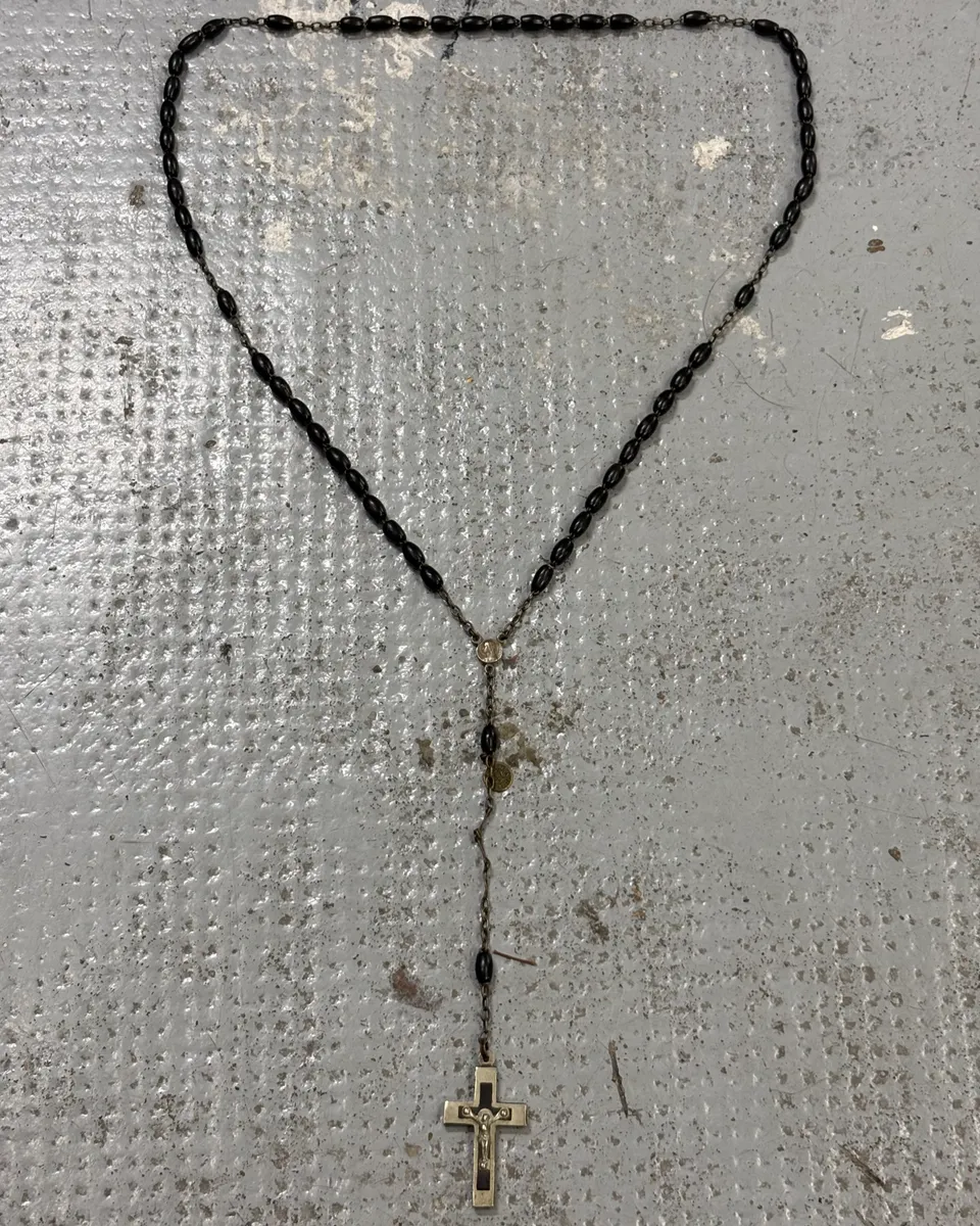 Archive Italian Black Beaded Cross Rosary