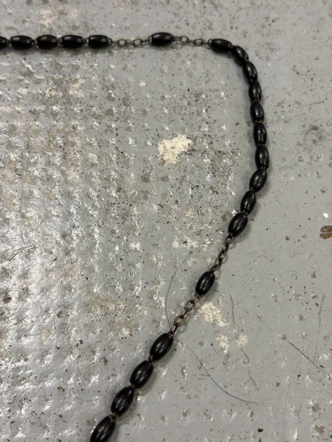 Archive Italian Black Beaded Cross Rosary - Image 6