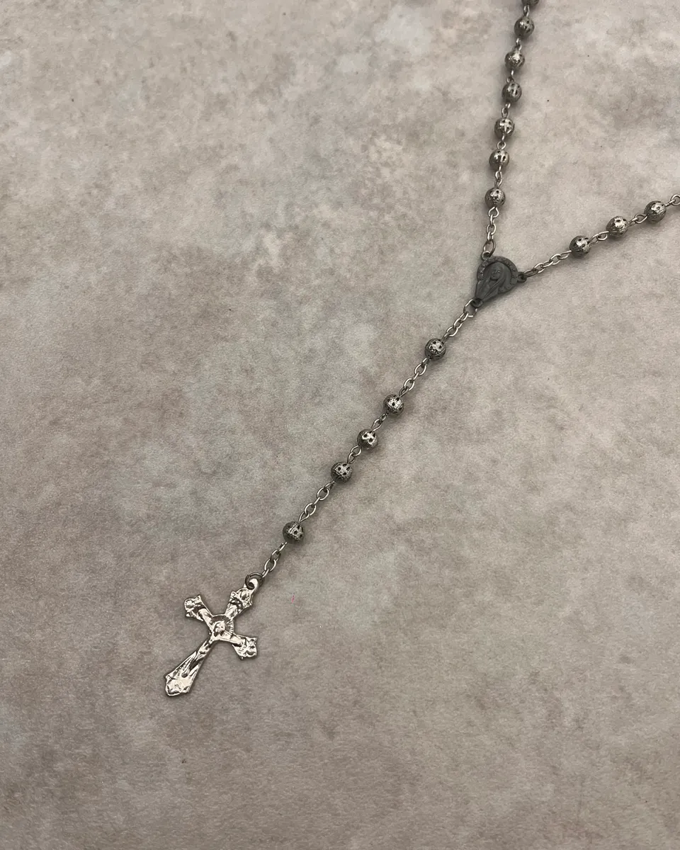 Archive Rosary Grey Cross Necklace - Image 3