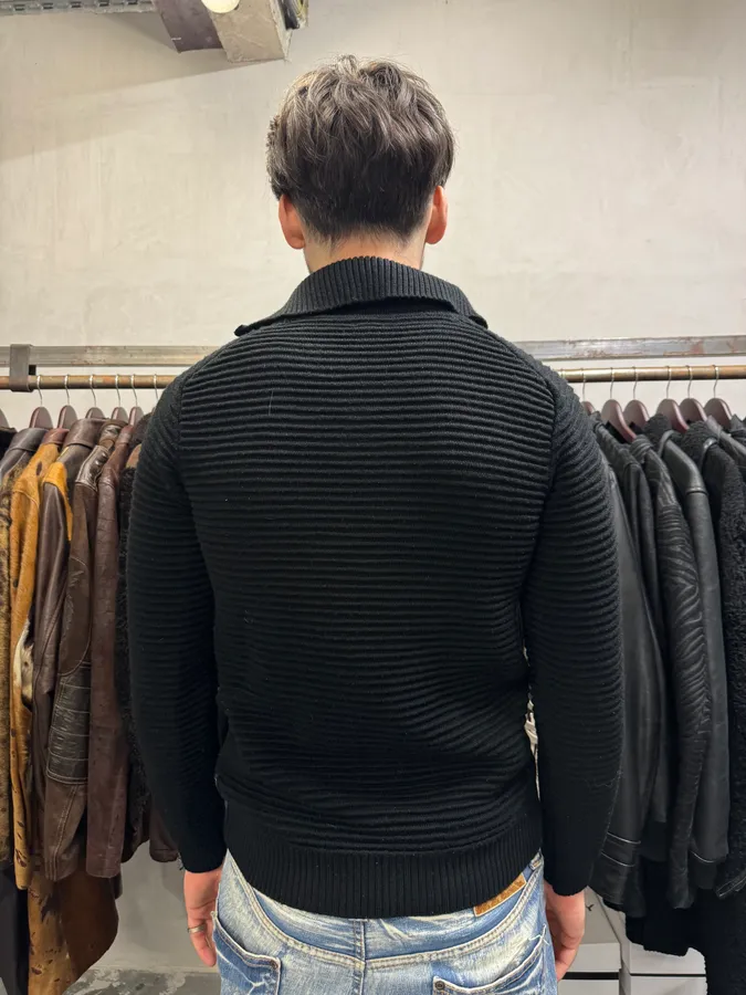 Armani Black Pleats Horizontal Polo Longsleeves - Image 3