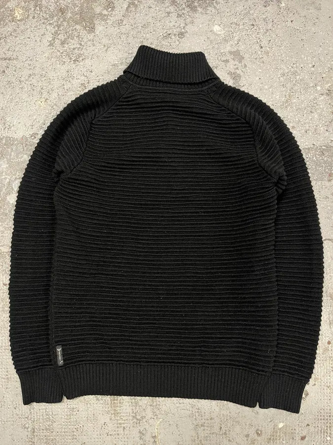 Armani Black Pleats Horizontal Polo Longsleeves - Image 6